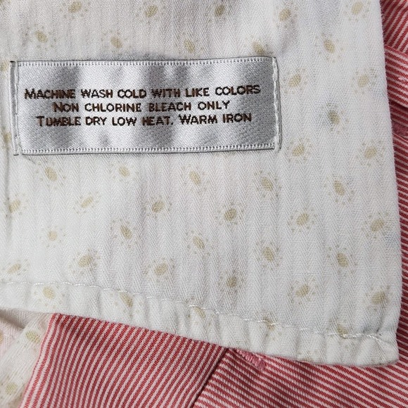 Peter Millar Mens Chino Shorts Sz 35 Pink/White Striped 8.5" Inseam Mid Rise - Picture 14 of 16